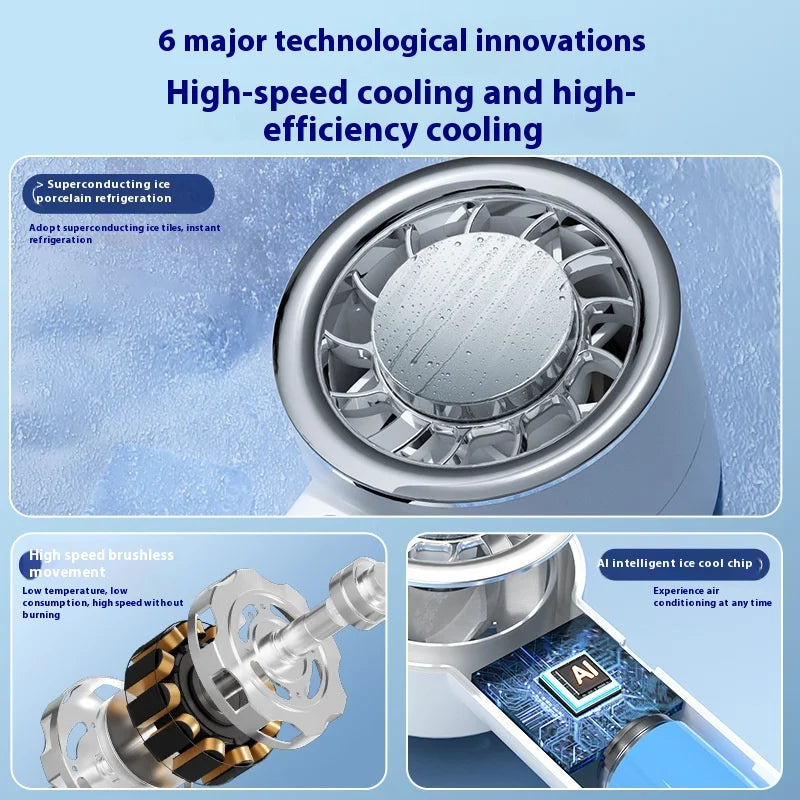 Portable Handheld Turbo Fan – 3-Speed Mini Personal Cooling Fan with Ice Compress Function